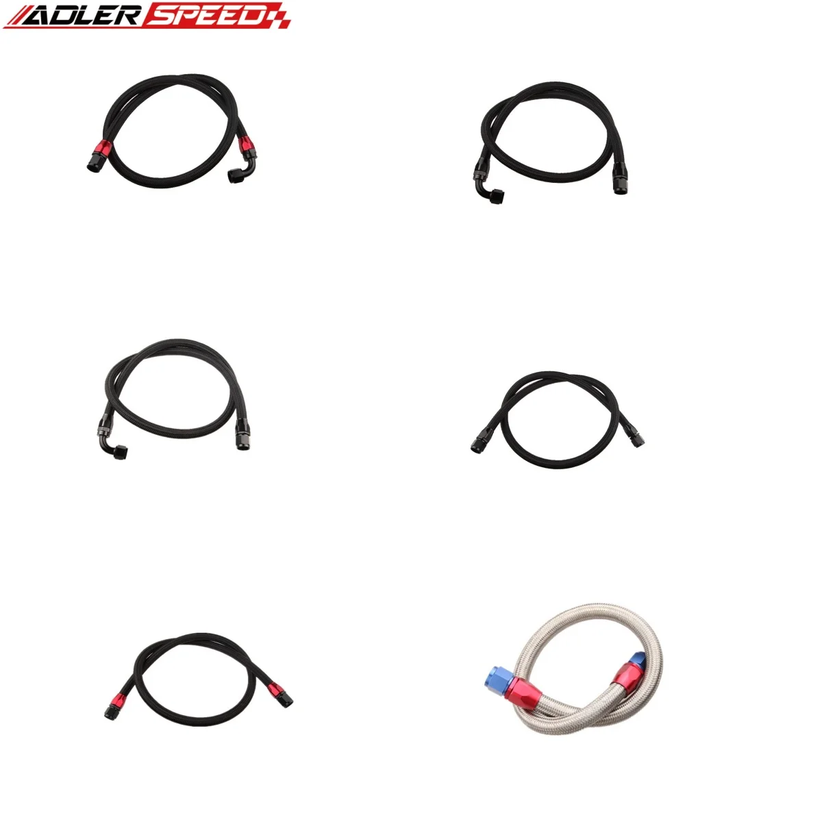ADLERSPEED AN8  1M/1.2M/1.4M Stainless Steel Brained Oil Hose Line Hose Tube With 0+90Degree Swivel Hose End Fitting Installed