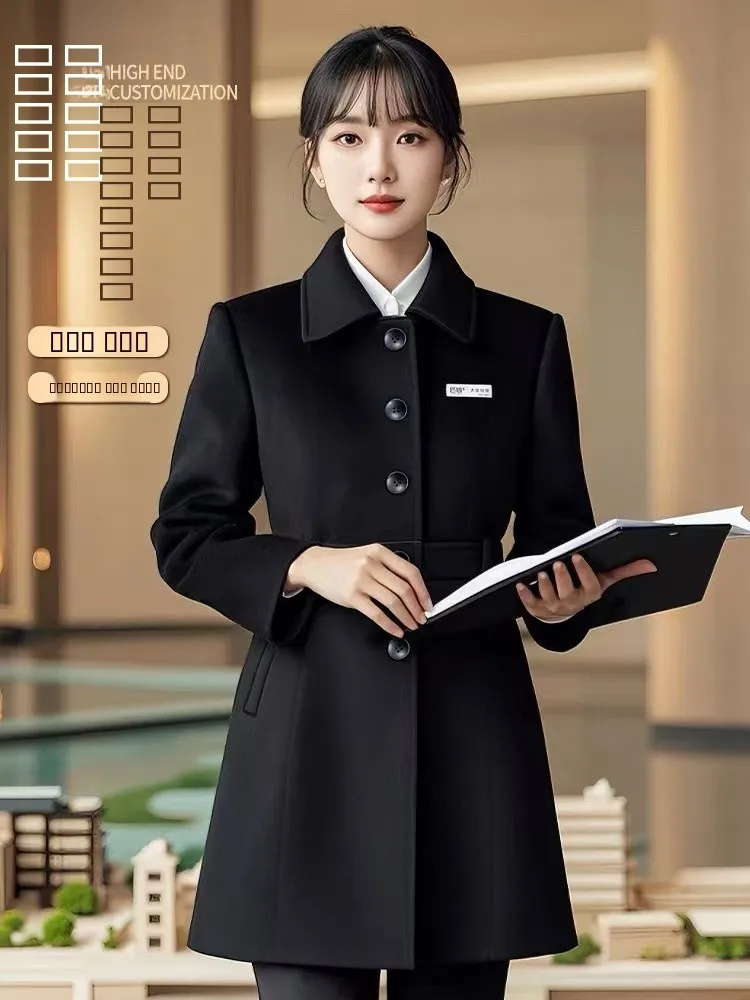 

Пальто из шерсти для сотрудников банка 4S Store, профессиональная униформа для администраторов и персонала, рабочая одежда