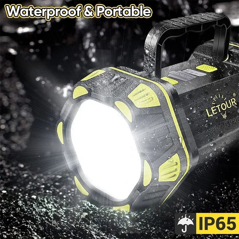 LED Portable Spotlight Torch Rechargeable Outdoor Searchlight Waterproof Ultra Bright Flashlight for Camping Fishing Working