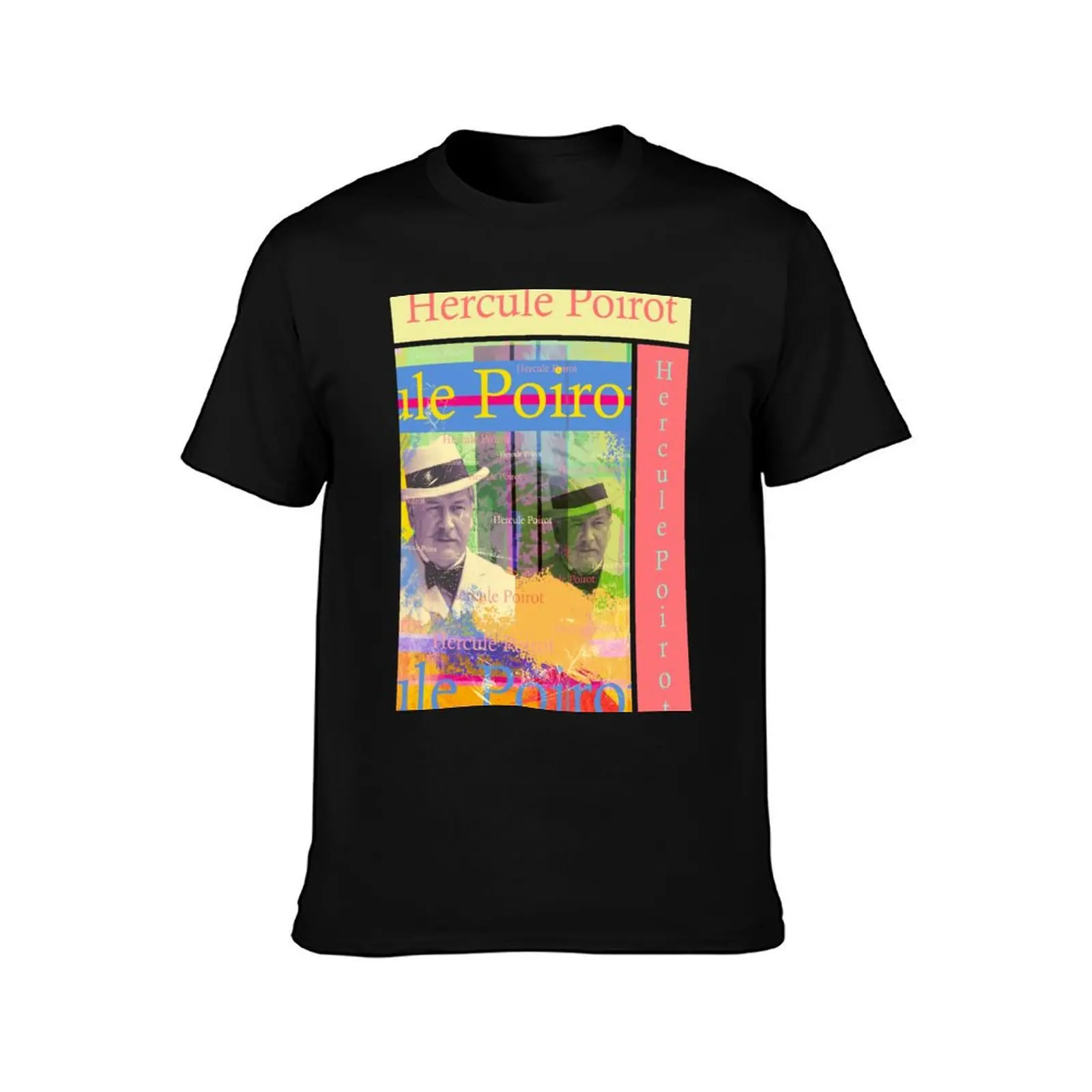 Hercule Poirot portrait, Peter Ustinov as a well-known Belgian detective T-Shirt Non-Shrink Basic Cotton T-Shirt