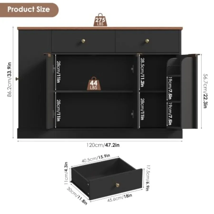 Fluted Sideboard Buffet Cabinet with Storage for dining room, MDF wood, matte white, sleek vertical groove design and ample con