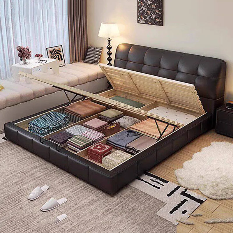 

Storage Bedroom Massage Bed Frame Queen Double Luxury Modern Design Space Saving Bed Sleeping Simple Beliche Trendy Furniture