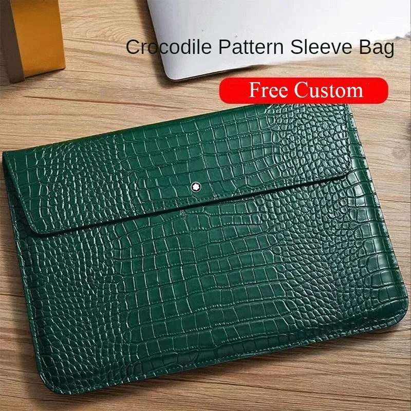 

Luxury Business Sle Commute Crocodile Leather Laptop Sleeve Case For MacBook Air 13 15 in Anti-drop Protect Kickstand Cover Bla