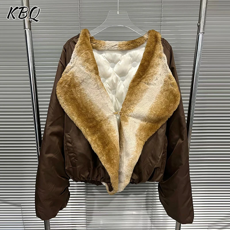 

KBQ Hit Color Loose Minimalist Chic Coats for Woneb Lapel Long Sleeve Spliced Folds Casual Chic Jackets Female Fashion Style New