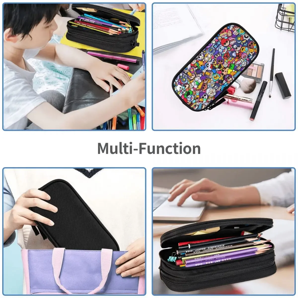 Classic Brawled Game Pencil Case Pencil Pouch Pen Holder for Girl Boy Large Storage Bags Students School Zipper Stationery