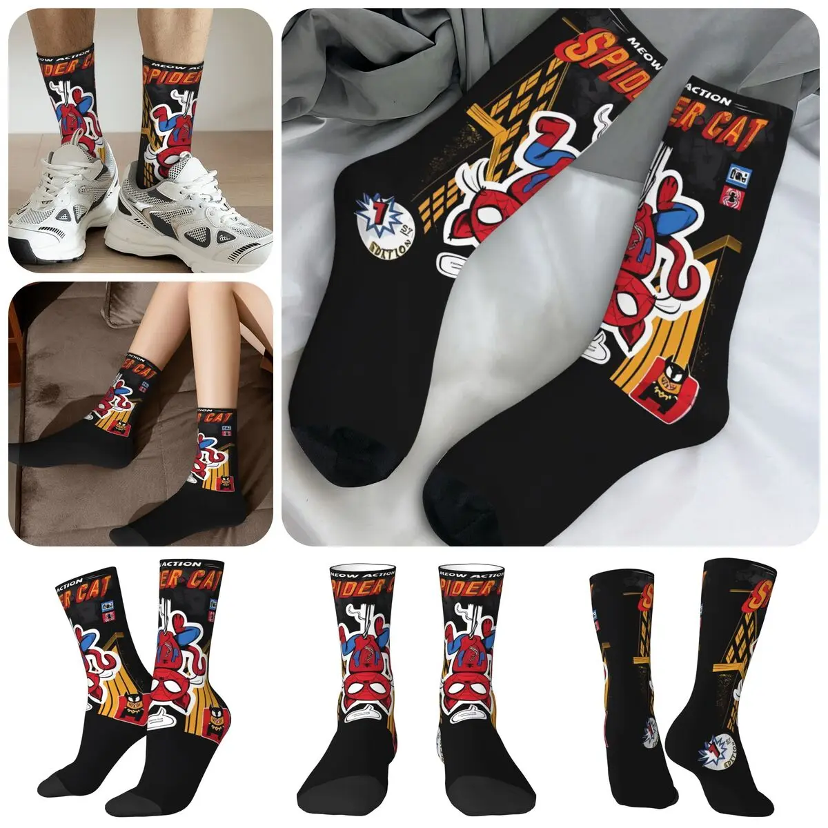 

Spider Cat High elasticity polyester fiber Men and Women printing Socks,Windproof Applicable throughout the year Dressing Gift