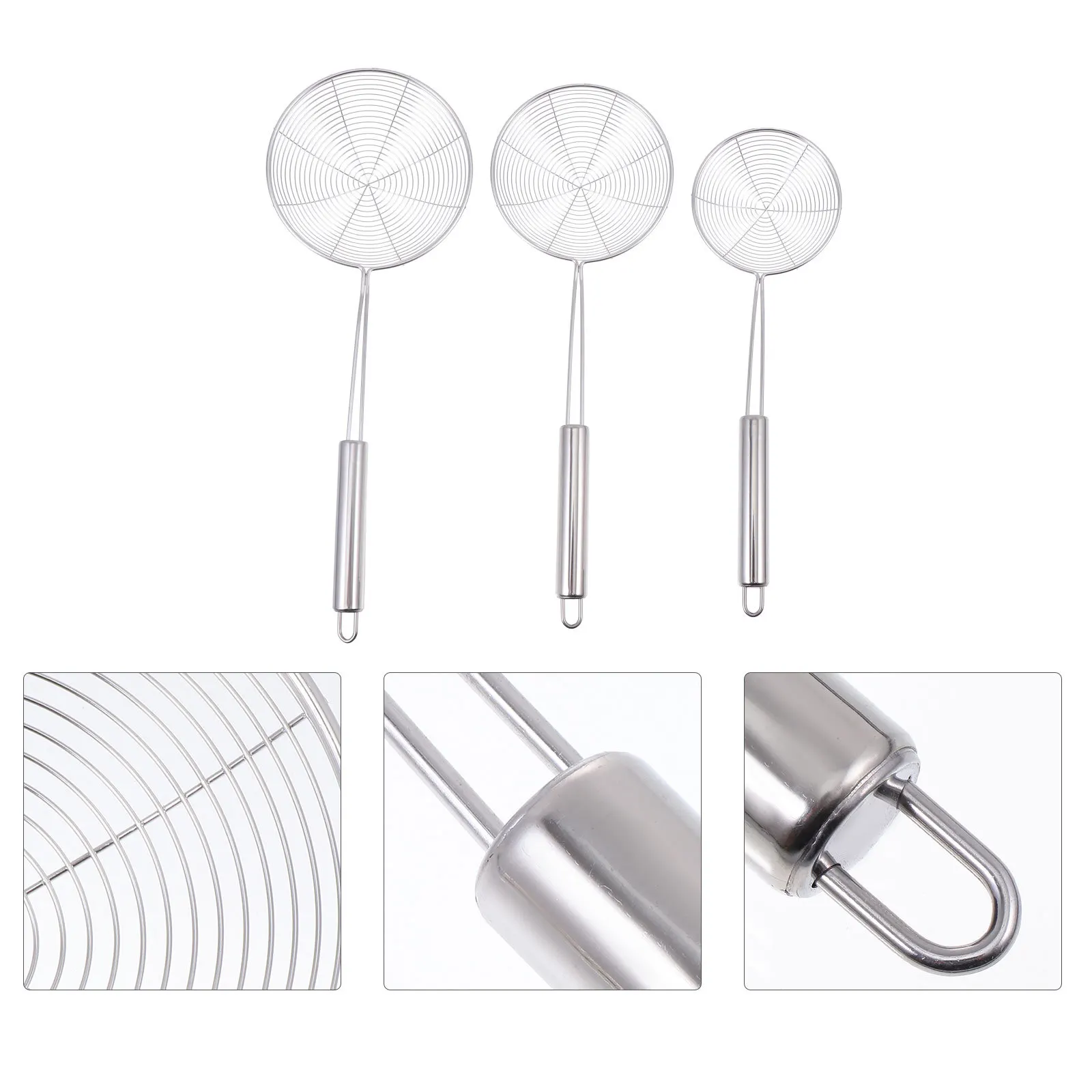 

3Pcs Stainless Steel Strainer Colanders Kitchen Sieve Set Multifunctional Net Filter for Cooking Serving Noodles Tea