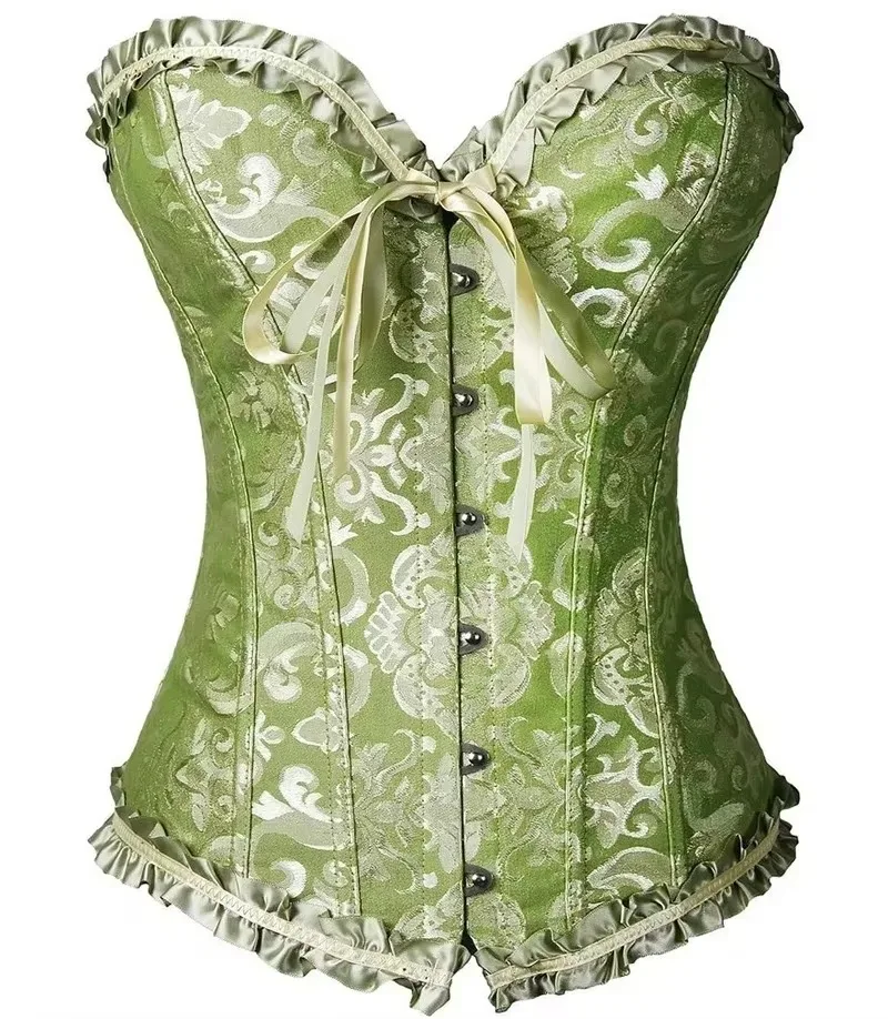 

Dimmkof Overbust Bustier Corset Lace Up Tummy Control Vintage Corset Plus Size Floral Waist Cinchers Vintage Body Shaper Top