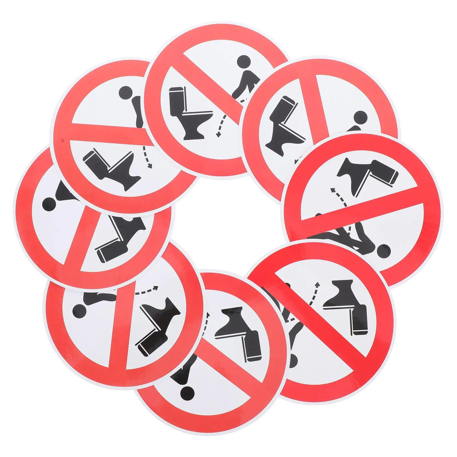 8 Pcs Bathroom Stickers No Public Restroom Signs Waterproof PVC Pee Reminder Cleanliness Enhancer Restroom Wall Decals Traffic