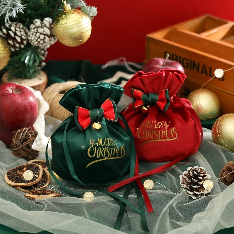 

(1pcs) 12*15cm Christmas Apple Bag Christmas Handbag Party Supplies Holiday Set Gift New Year Decoration Packaging Apple Cute