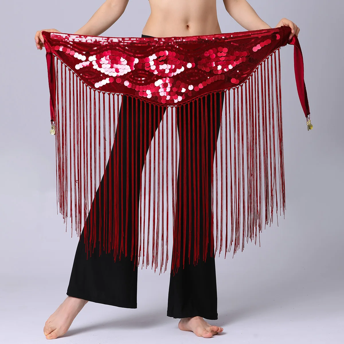 

Sequins Tassel Belly Dance Hip Scarf Women BellyDancing Accessories New 2023