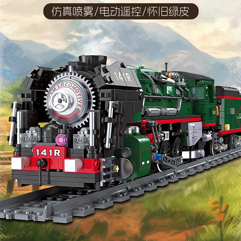 IN STOCK 59098 Technical Electric Steam Train 141R Building Blocks Bricks Assembling Model DIY Toys for Boys Christmas Gift Set
