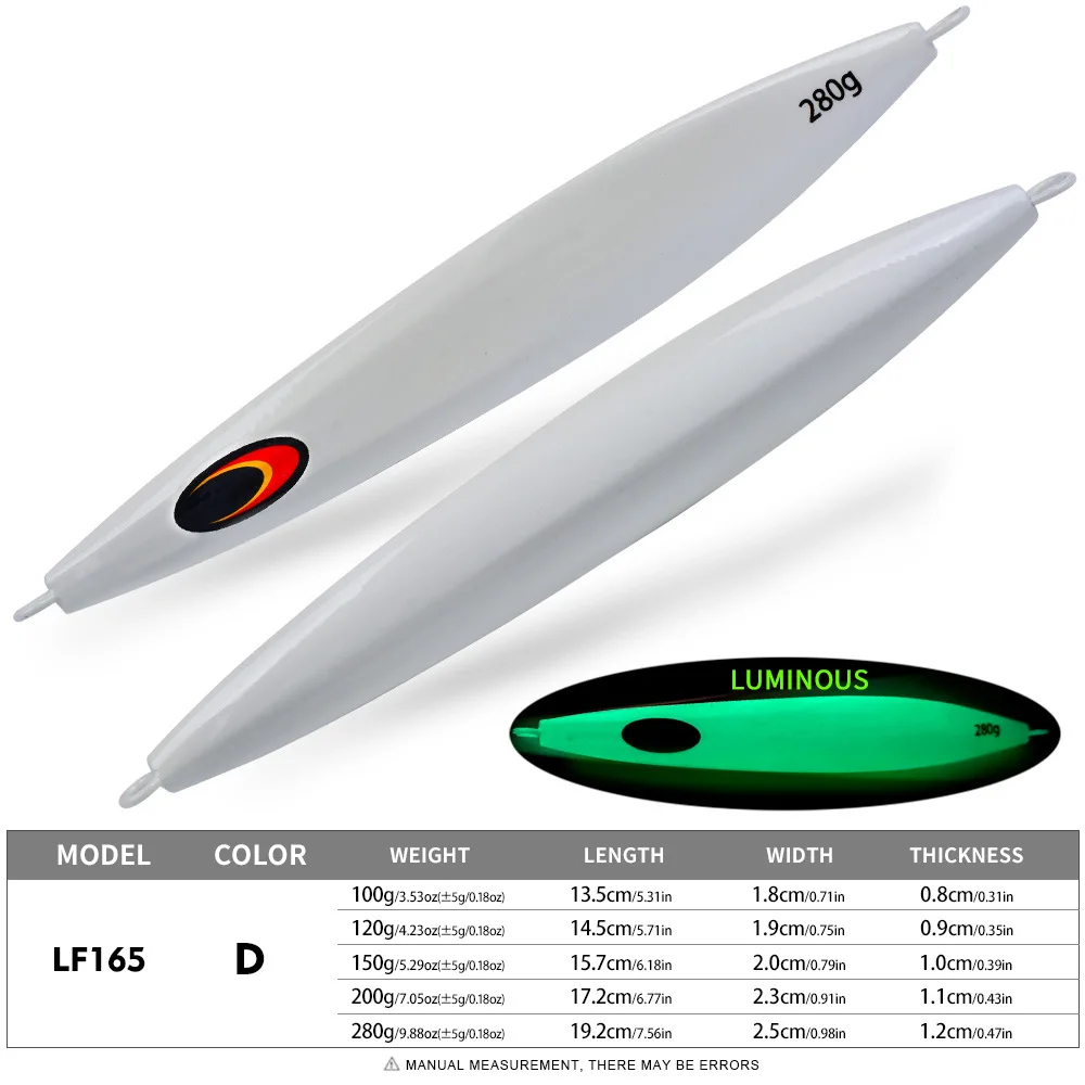 NONE 100g-280g Leucht Wirkung Jigging Sinking Metall Langsam Jig Köder Eisen Platte Angeln Harter Köder Angeln köder Trolling Tackle FTK 5