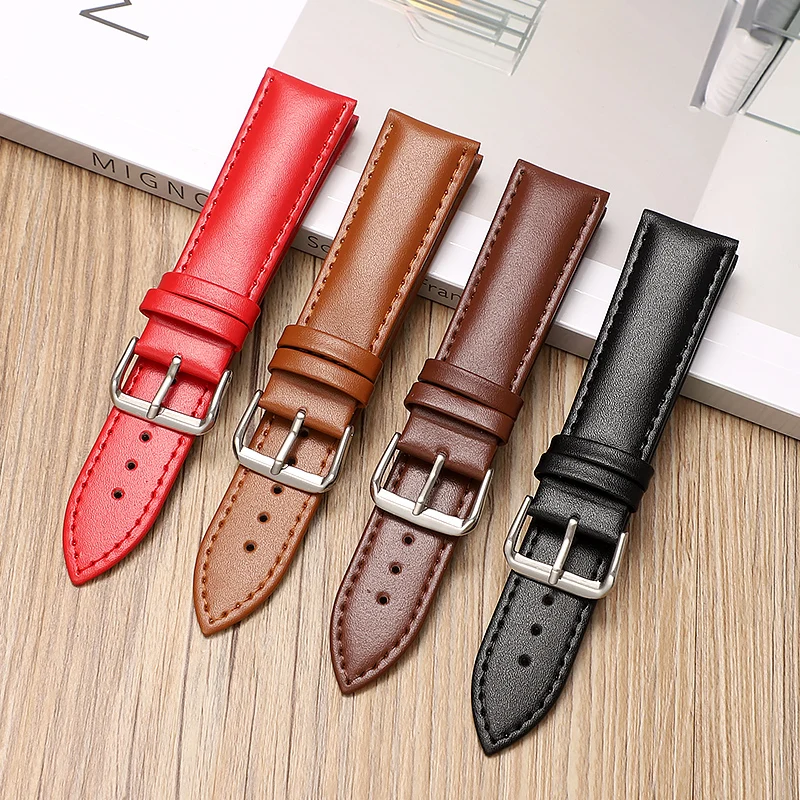 Leather Watch Strap Watchband for Samsung Galaxy Watch 3/4/5 Bracelet 12/13/14/15/16/17/18/19/20/21/22/23/24mm Men Wristband