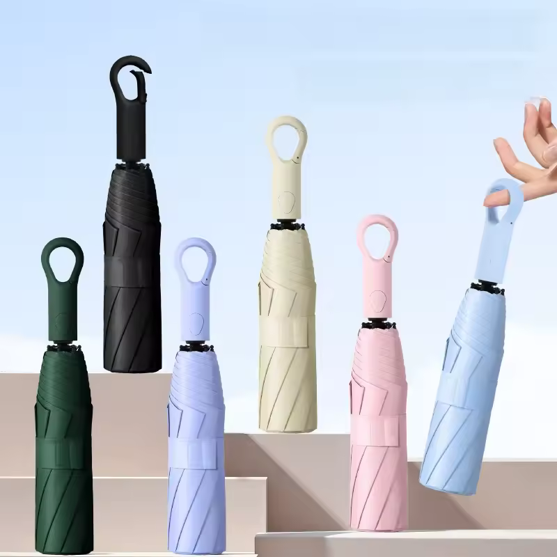 Compact Automatic UV Travel Umbrella with Ring Buckle