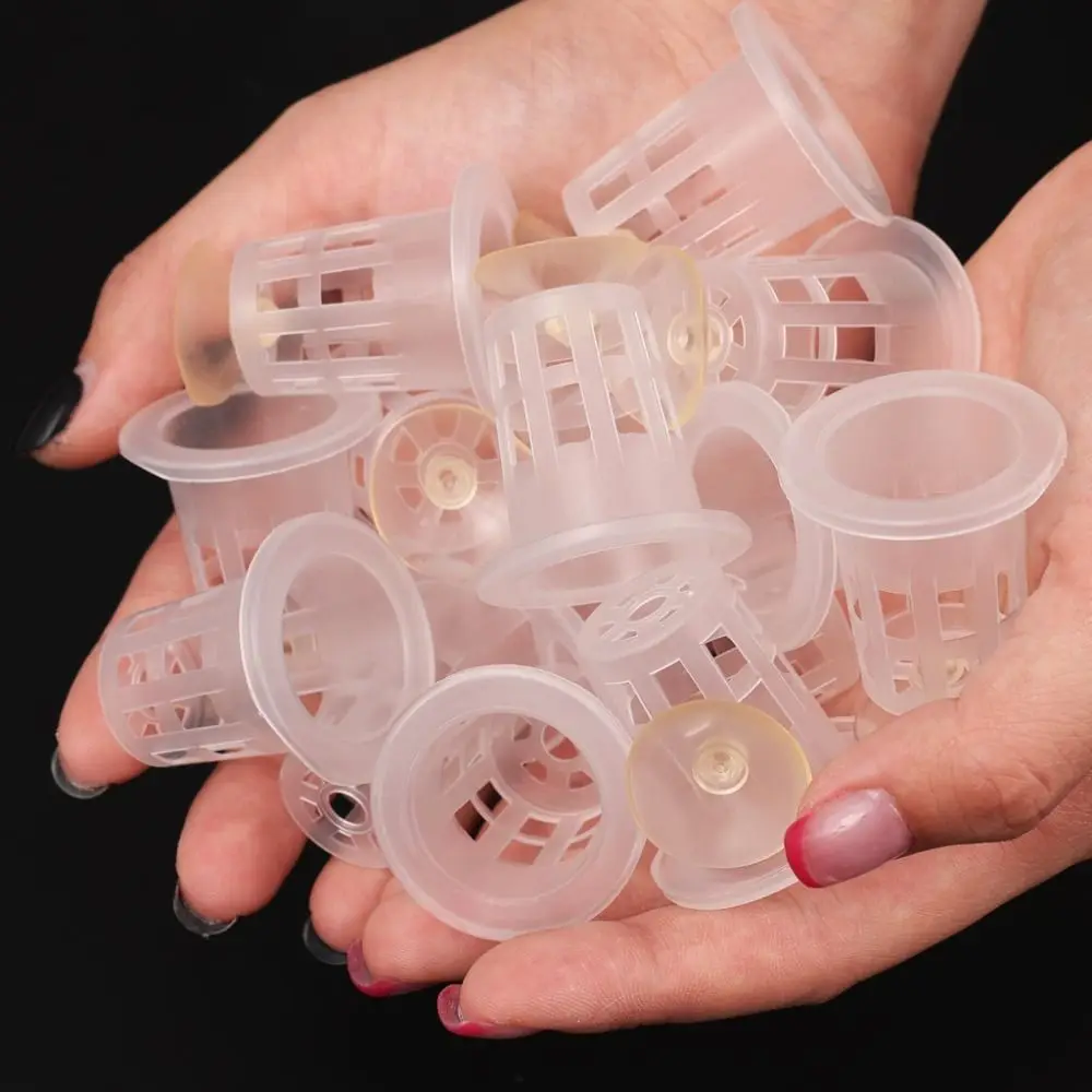 10Pcs Transparent Plant Hydroponic Pot Plastic with Suction Base Water Grass Growth Pots Aquarium Planting Basket