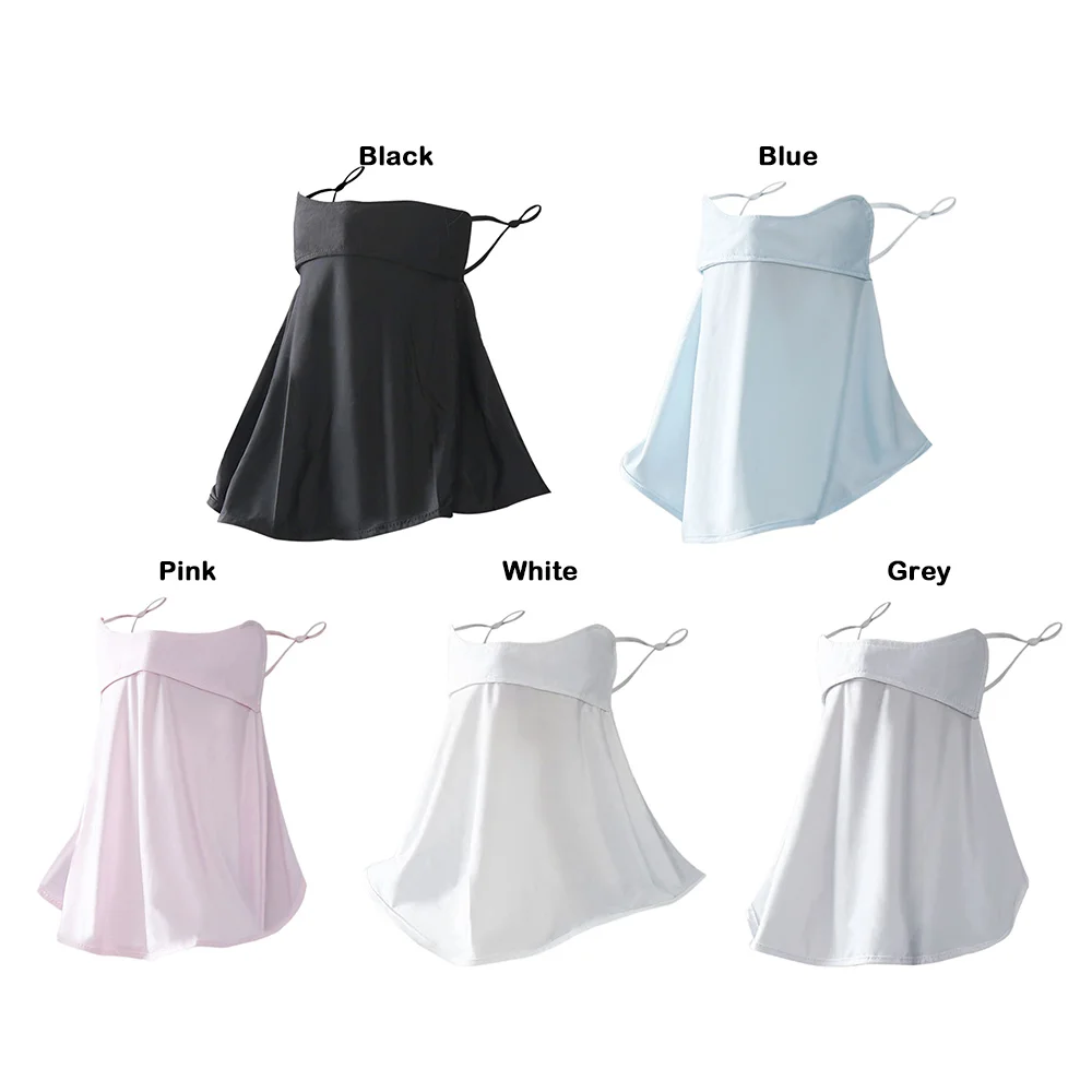 새로운 UPF50 + 아이스 실크 선 스크린 마스크 통기성 방풍 페이스 커버 목 보호 안티 uv 귀 교수형 마스크