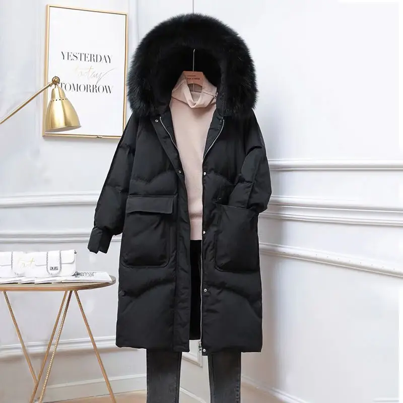 Women 2023 NewDown Jacket Winter Coat Female  Popular Parkas Medium Style Outwear Stand Collar  Without Fur Collar Overcoat