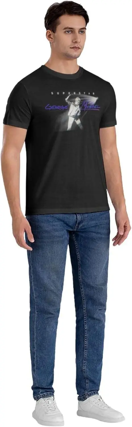 Camiseta masculina de manga curta com gola redonda, camiseta slim fit de algodão macio para homens, preta