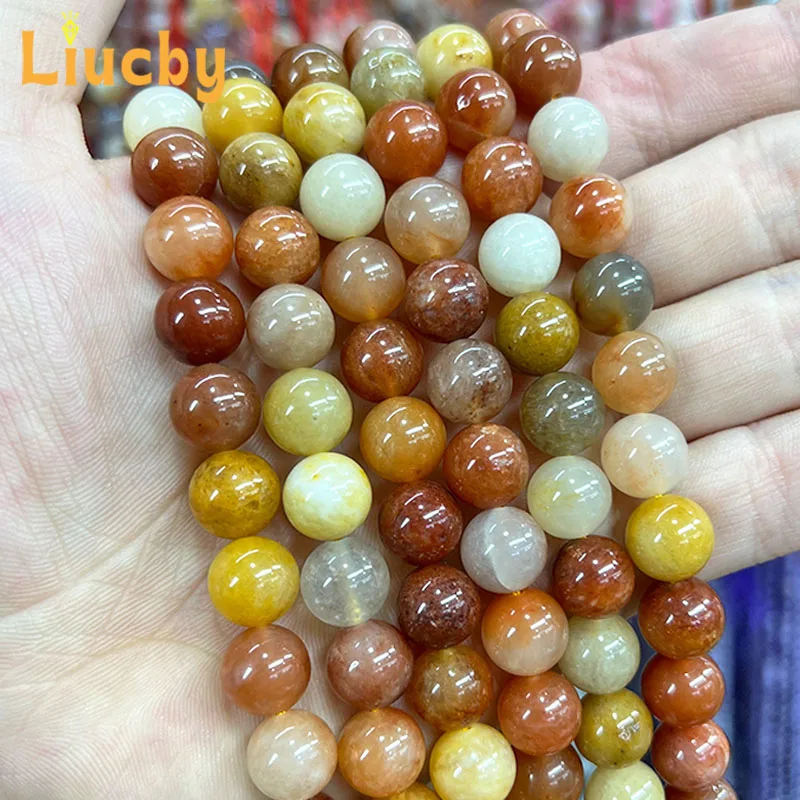 Natural Stone Red gold jade Chalcedony Beads For Jewelry Making DIY Women's earrings Accessories Rings 15