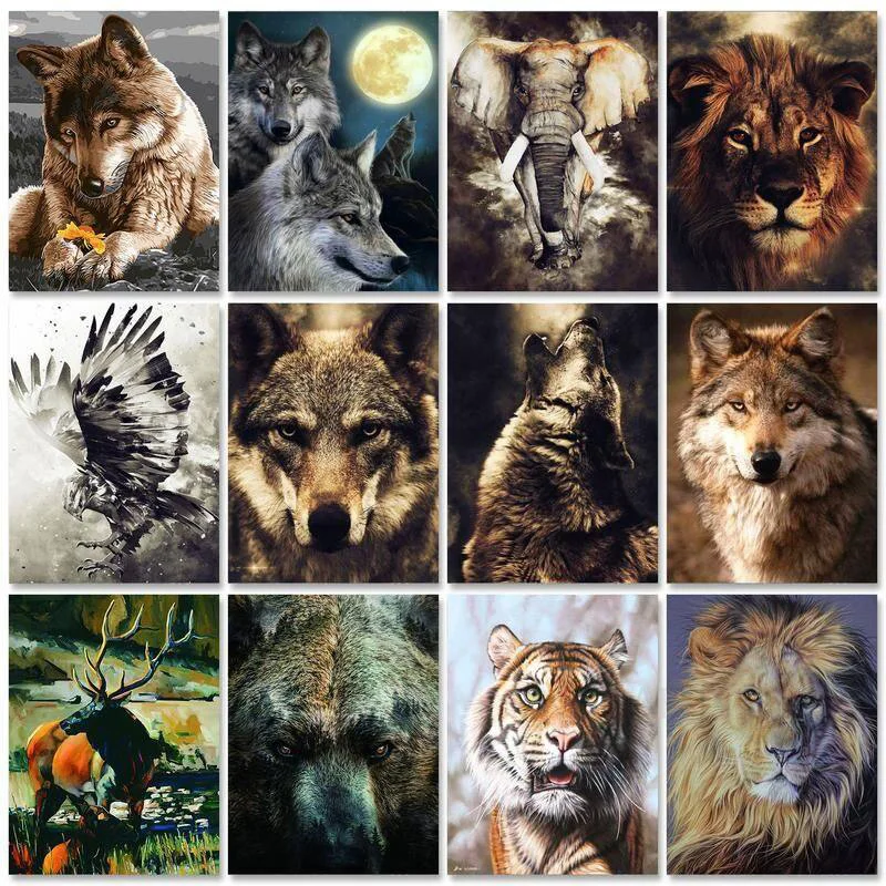 

Modern Lions Wolf Tiger Bear Cool Animlas Posters Wall Art HD Pictures Canvas Paintings And Prints For Living Room Home Decor