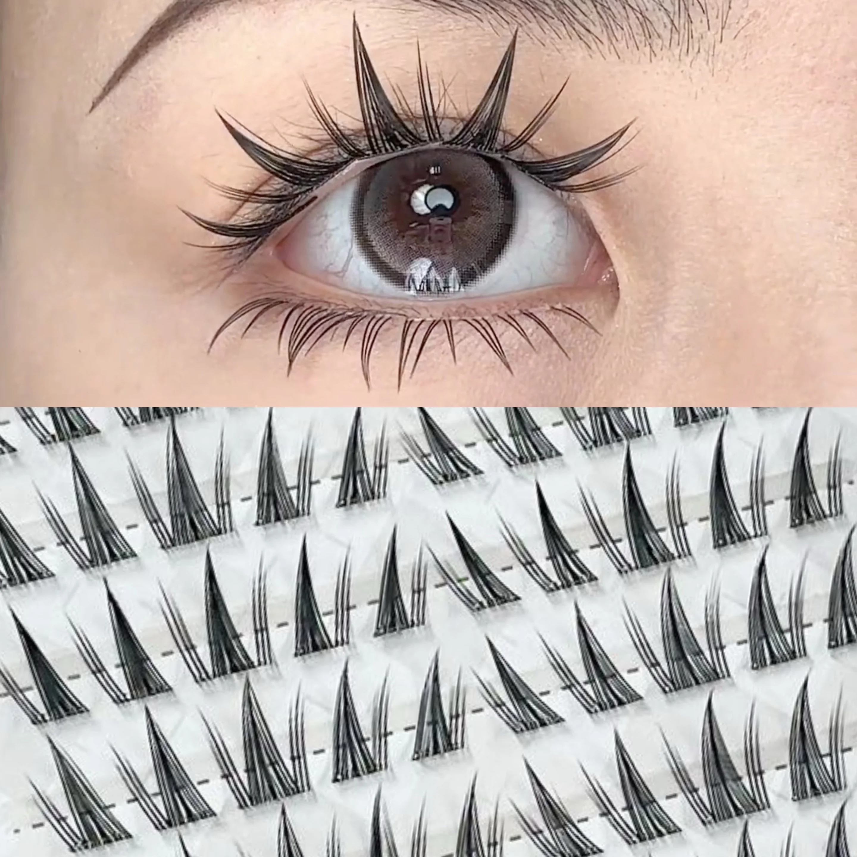 Mixiaohe Smart Sunflower DIY False Eyelashes 100 Clusters 60 Clusters 10-13mm No Glue Needed, Comes with Adhesive Strips, Sweet and Photogenic Style for Beginners