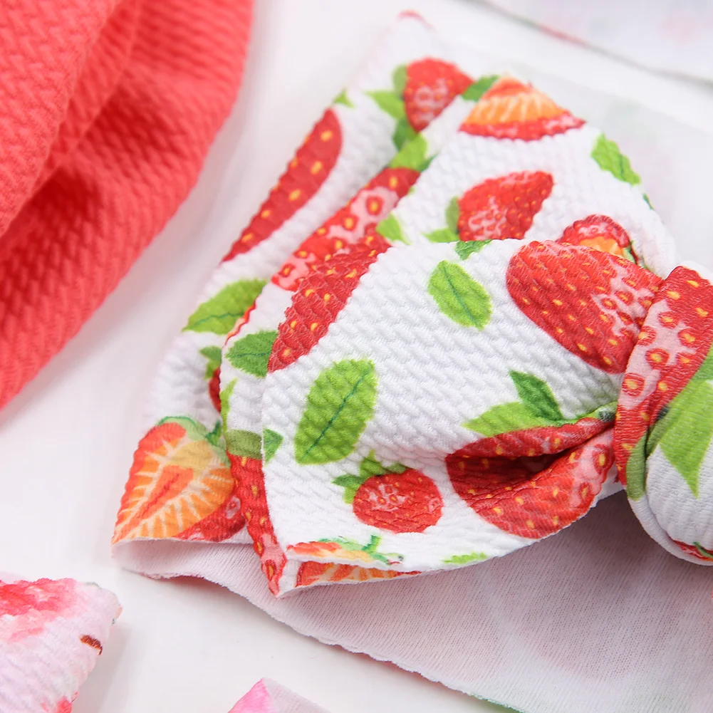 2Pcs/Set Strawberry Flower Pirnt Bullet Baby Headbands Fabric Lemon Rainbow Girls Hairbands Newborn Boys Kids Turban Headwraps