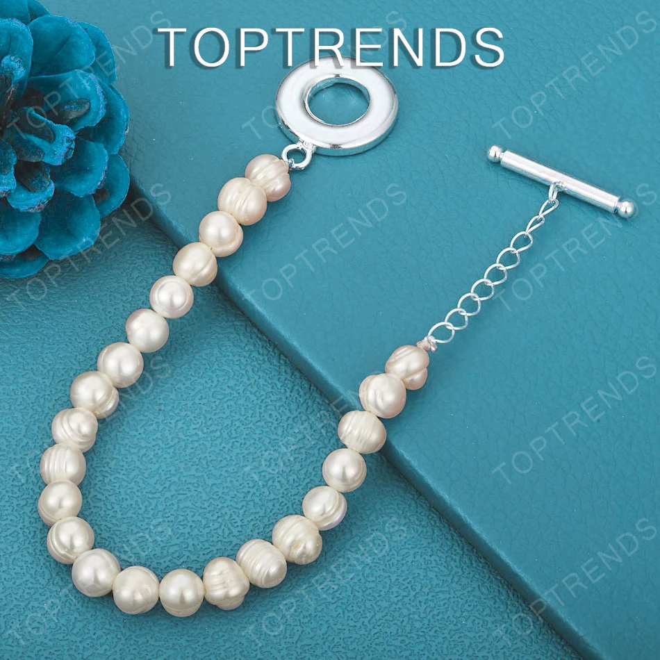Wunderschönes, bezauberndes Perlenarmband aus 925er Sterlingsilber für Damen, exquisites Geschenk für Hochzeit, Verlobung, Party, Luxus-Accessoires