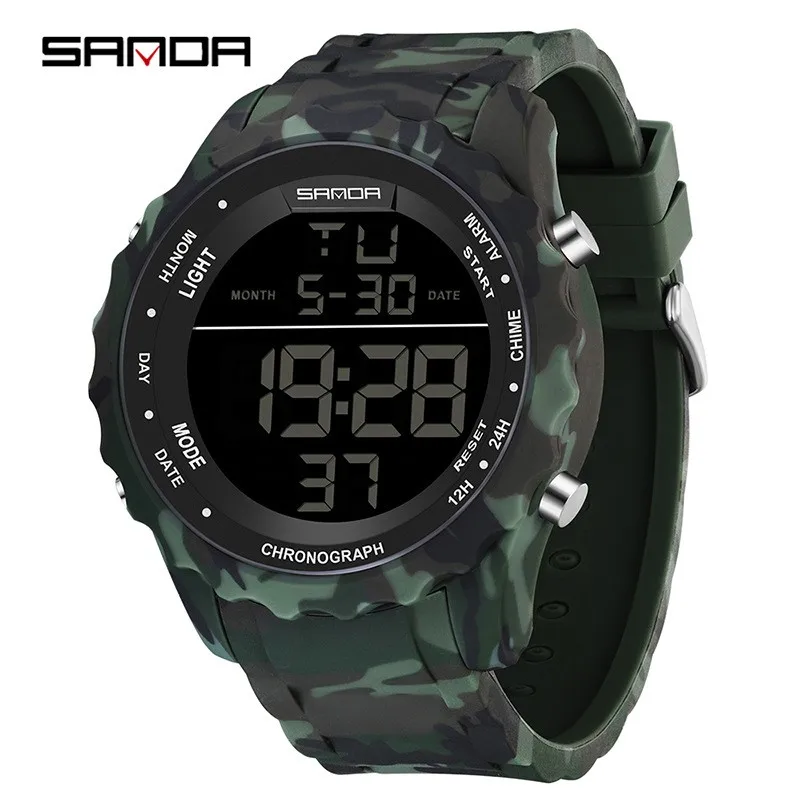 2024 Fashion Sanda Top Brand G Style Camouflage Led Digital Men Waterproof Sport Watches Male Electronic Watch Relogio Masculino