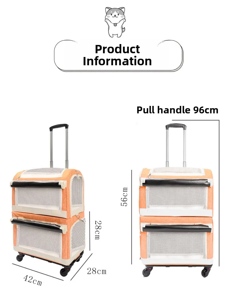 

Large Capaci Multi-layer Pet Travel Bag Portable Breathable Dog Carrier Handheld Cage Multi-purpose Pet Transport