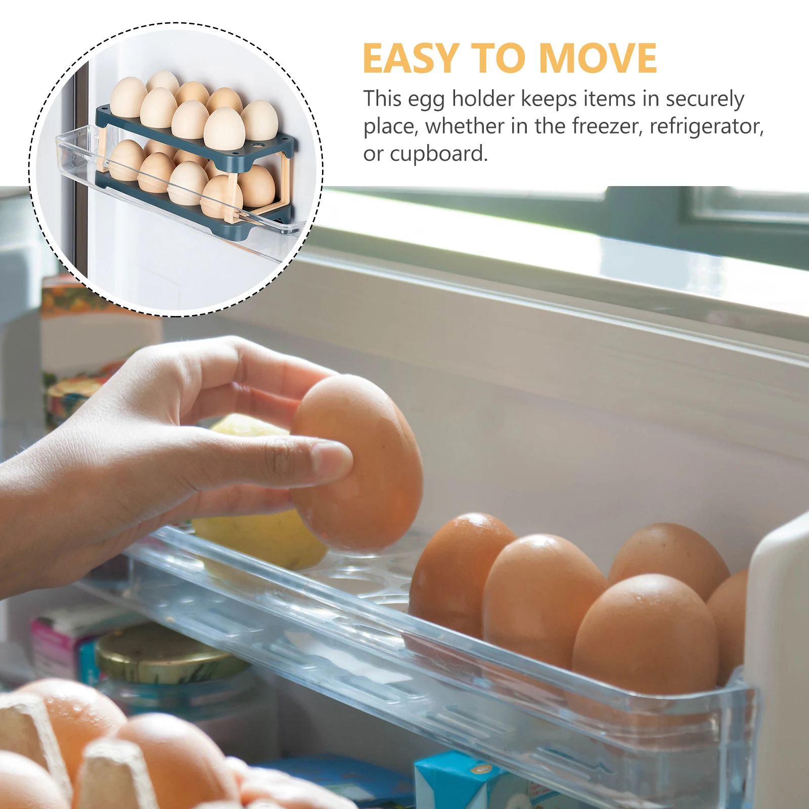 

Refrigerator Storage Egg Carton Container Halloween Fridge Organizer Blue Plastic