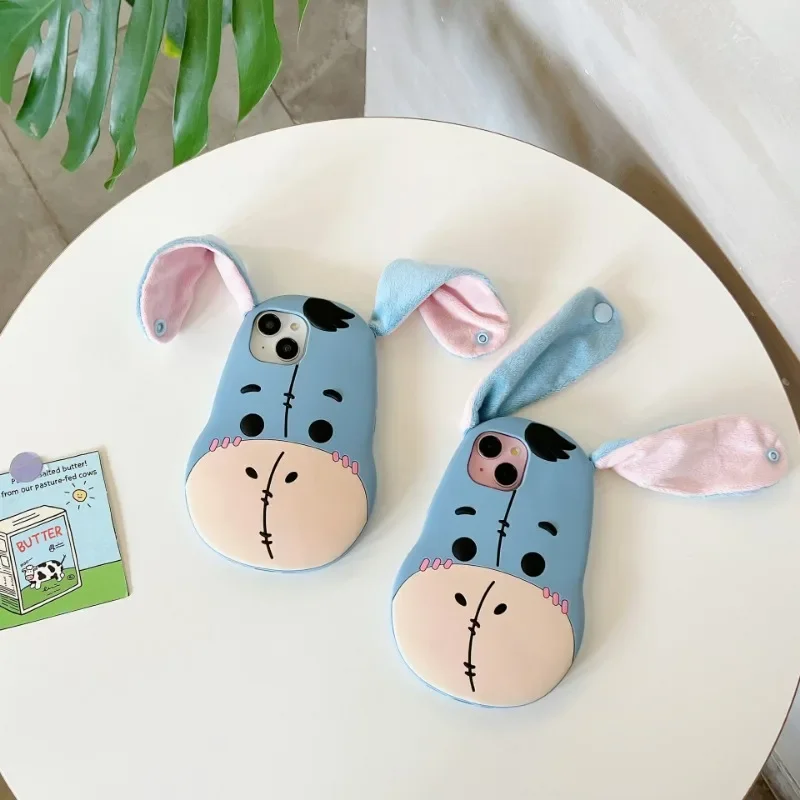 3D Disney Cartoon Pooh Eeyore Soft Silicone Skin Back Cover For iPhone 11 12 13 14 15 Pro Max Plus Phone Cases Coque Funda Gifts