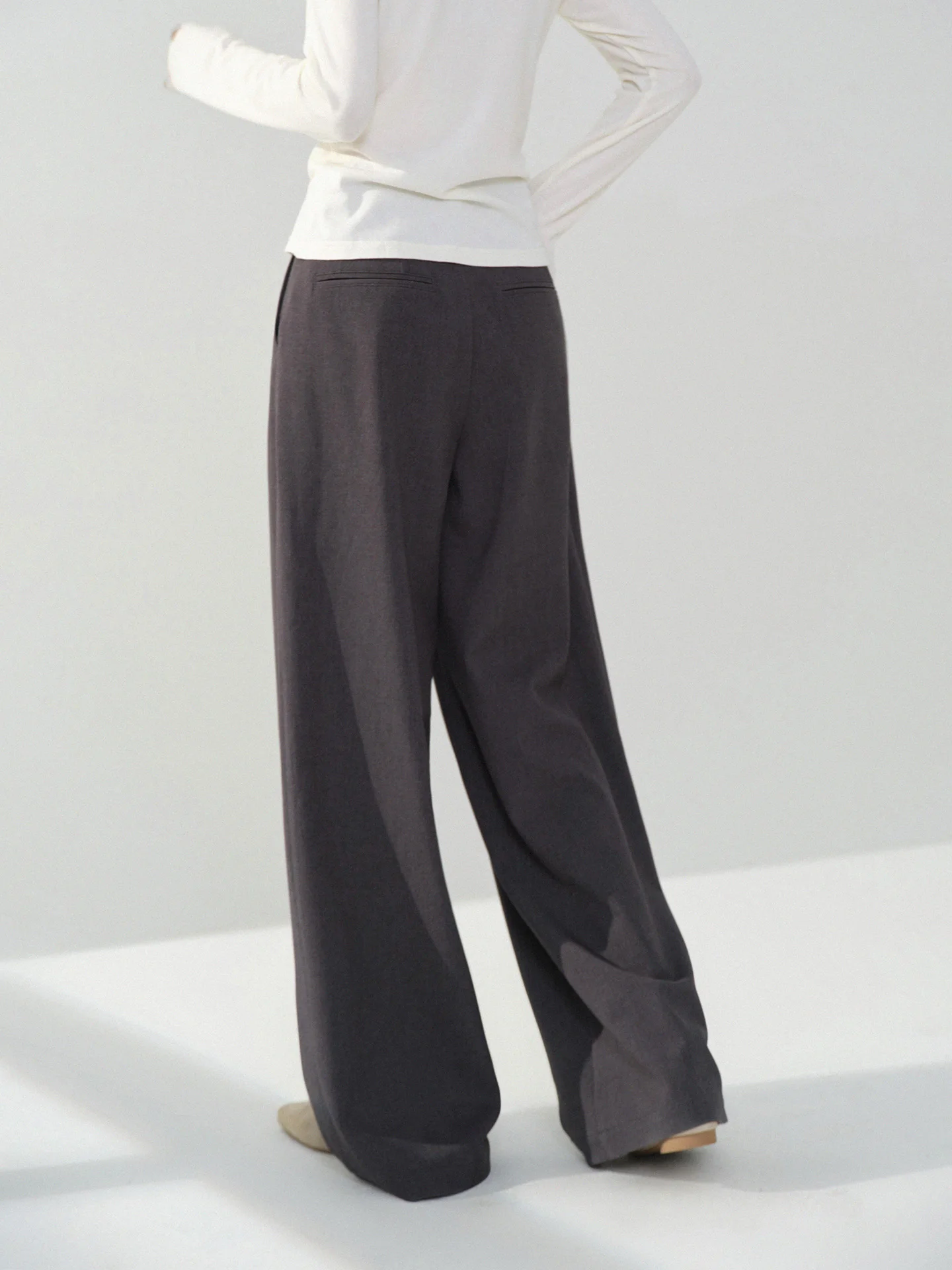 Elegant Pleated Wide Leg Pants Women High Waist Trousers Loose Straight Leg Office Slacks Autumn Winter Casual Pants for Lady