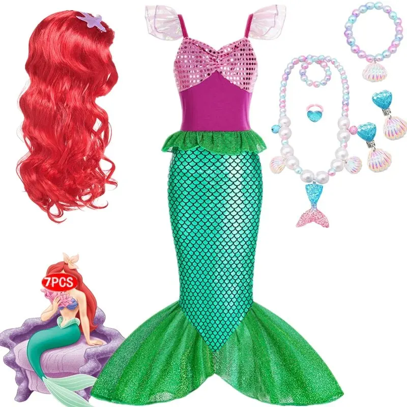 Little Mermaid Costume For Girls Children Opera Stage Cosplay Dress Up Birthday Princess Dress Carnival Costume Party Wear