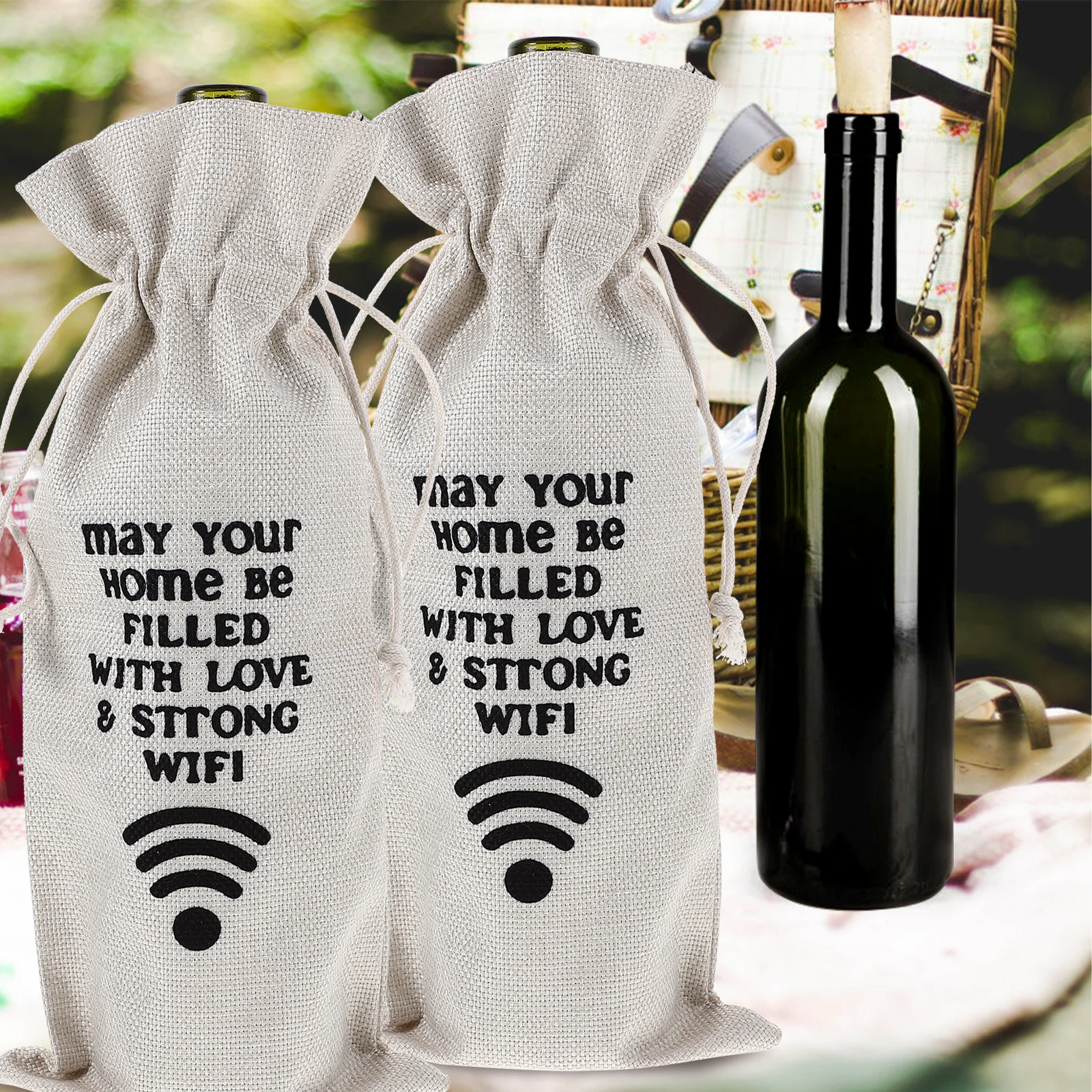 

Durable Linen Wine Gift Bag Drawstring Design for Wine Bottles and Small Gifts Reusable Bottle Gift Bags Liquor Bottle Bags