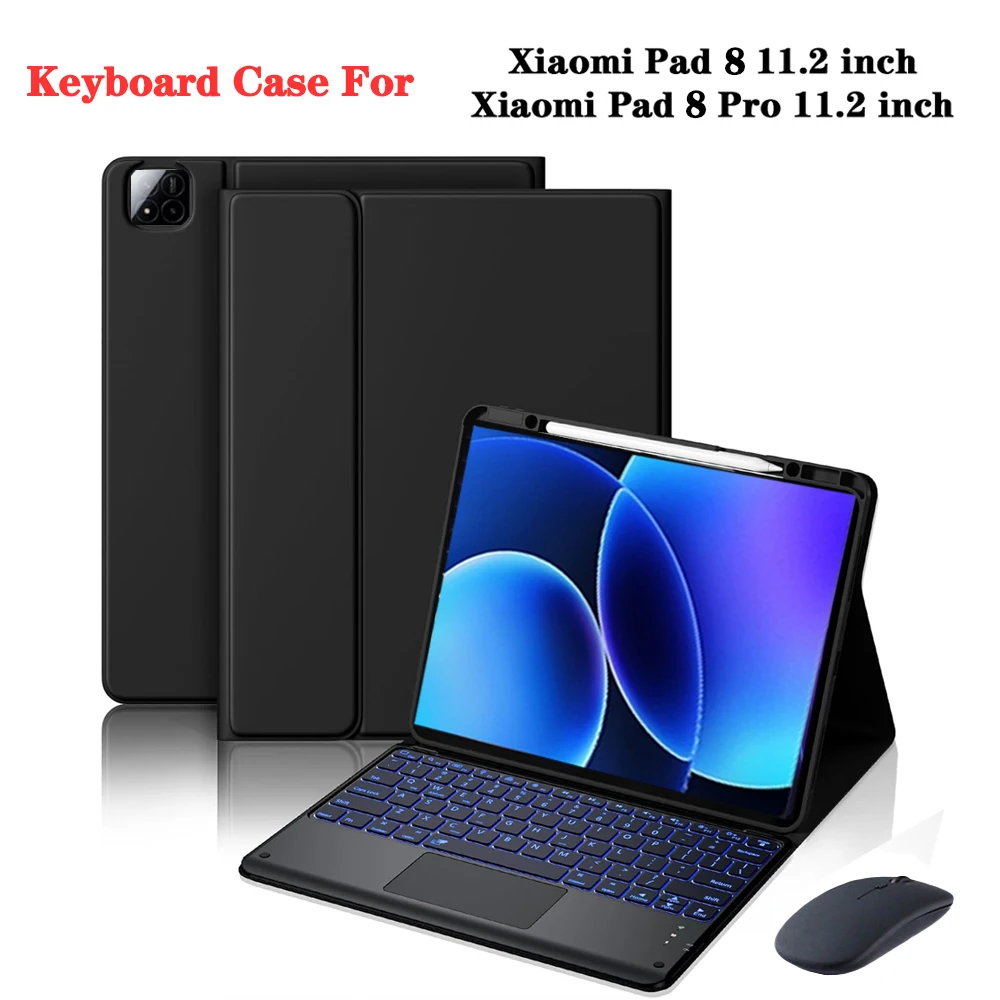 

Чехол-клавиатура для Xiaomi Pad 8 11,2 дюйма, съемная Bluetooth-клавиатура с держателем для стилуса, чехол для Xiaomi Pad 8 Pro 11,2 дюйма