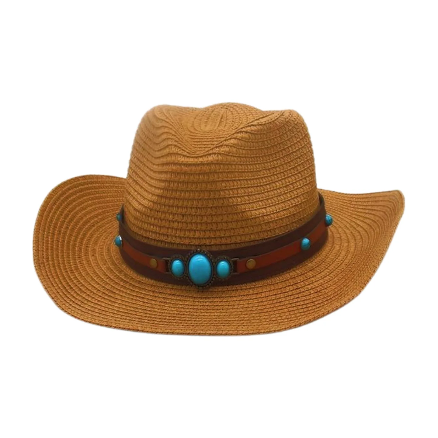 New Cross-border Hot Sale Straw Travel Beach Cowboy Hat National Style Straw Hat Grassland High-grade Sun Protection Sun Hat