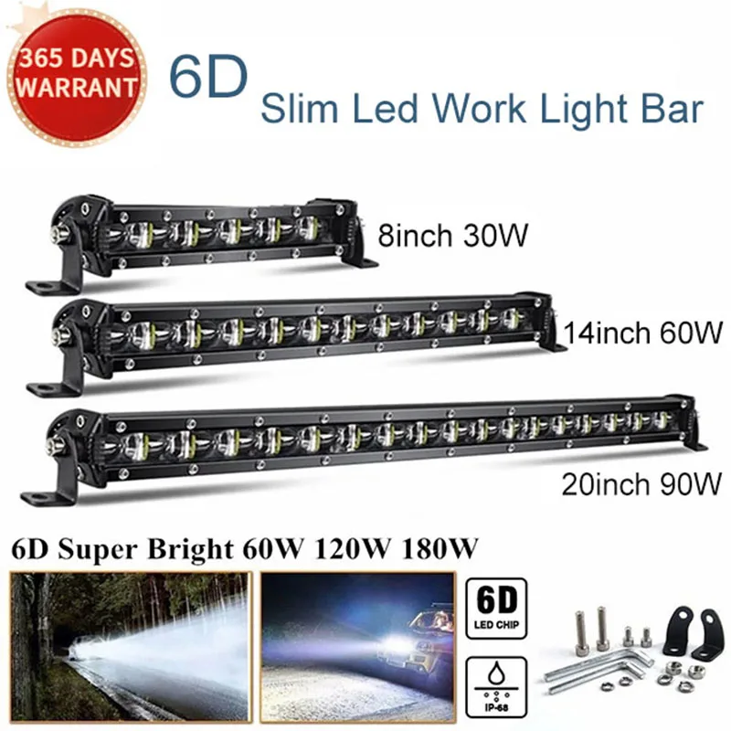 6D Slim Led Light Bar 12V 8