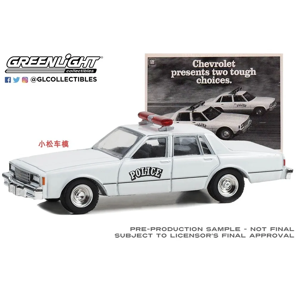 

1:64 Retro advertising car series 9-1980 Chevrolet Impala 9C1 police Advanced Car Model Collectibles