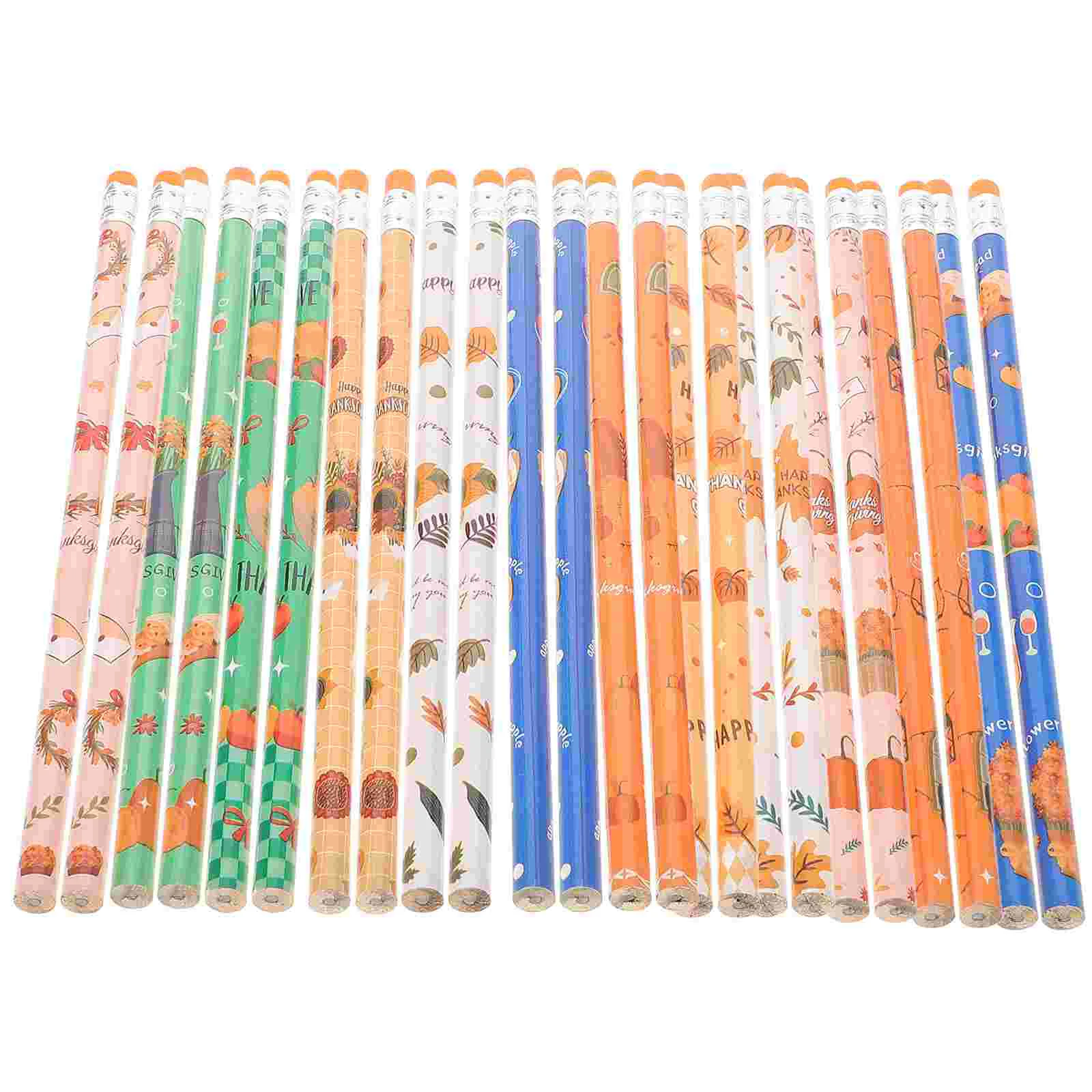 

24 Pcs Pumpkin Autumn Pencil School Pencils for Party Themed Birthday Stationery Designed Wooden Writing Students Fall