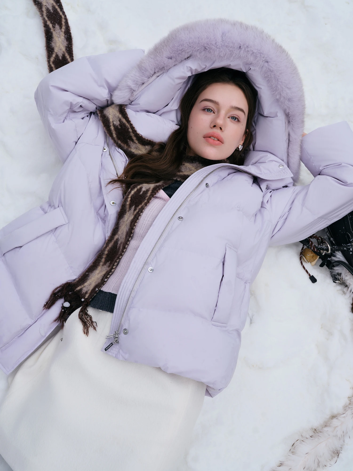 DUSHU سترة منتفخة أنماط طويلة وقصيرة من سترة أوزة أسفل المرأة الثعلب الفراء طوق 2025 ملابس خارجية الشتاء التنقل البسيط #2