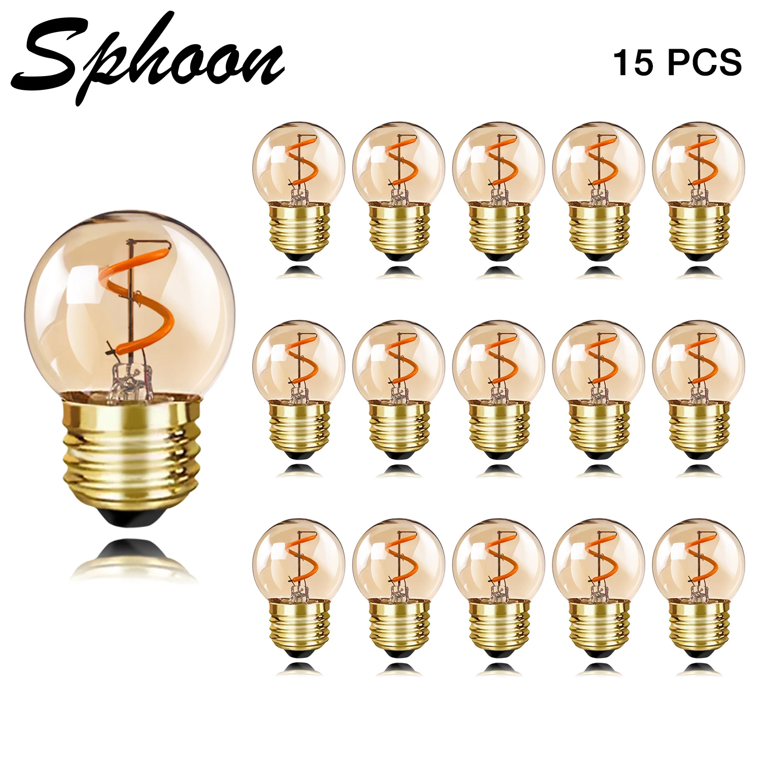 

Sphoon G40 LED Spiral Filament Mini Globe Bulbs 1.5W E27 Screw Base Dimmable Home Patio Decorate String Light Replacement Bulb