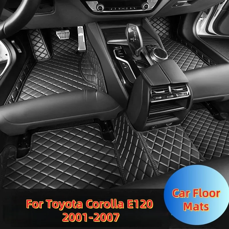 Custom Leather Car Floor Mats For Toyota Corolla E120 2001 2002 2003 2004 2005 2006 2007 Automobile Carpet Rugs Foot Pads
