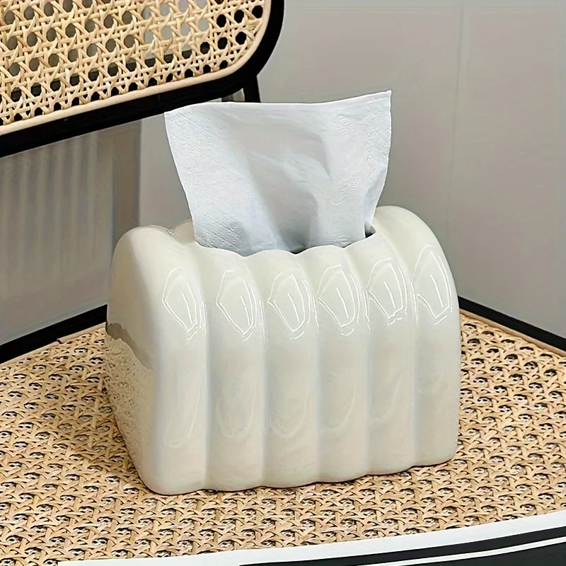 Caixa dispensadora de guardanapo de papel-elegante suporte de tecido de cor sólida para sala de estar, mesa de jantar-decoração de luxo criativa, ideal para