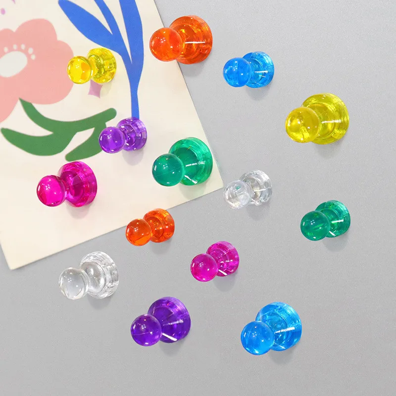 

11x17mm Colorful Transparent Magnetic Thumbnails Refrigerator Magnetic Thumbnails Buckle Nails Whiteboard School Supplies
