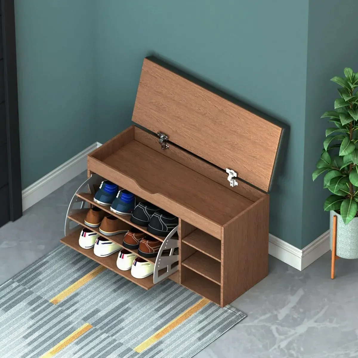 New Design Living Room Furniture Shoe Display Rack Bench Shoe Shelf Home Furniture Wooden Shoe Cabinet For Living Room