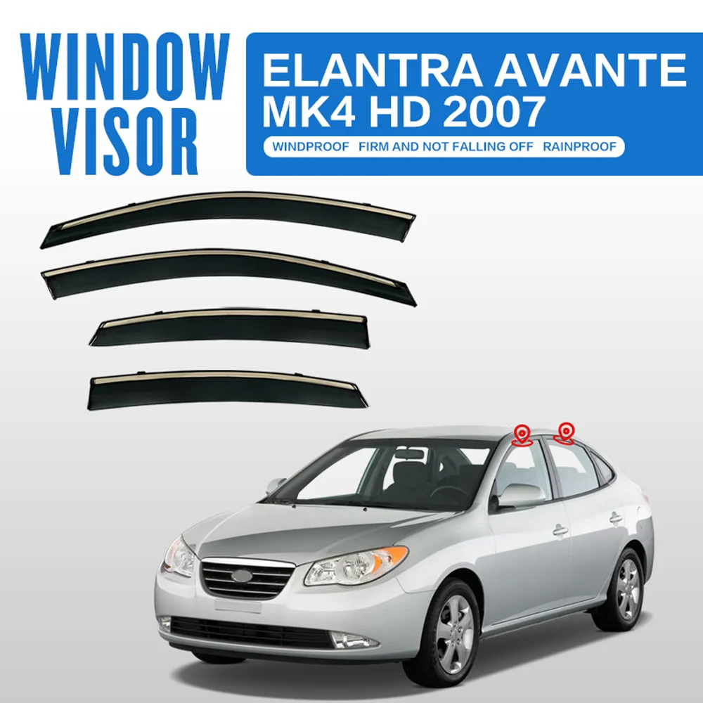 

Chrome Strips Rain Guards for HYUNDAI Elantra Avante HD 2006-2010 Window Visor Wind Deflectors Door Visor Vent Shades