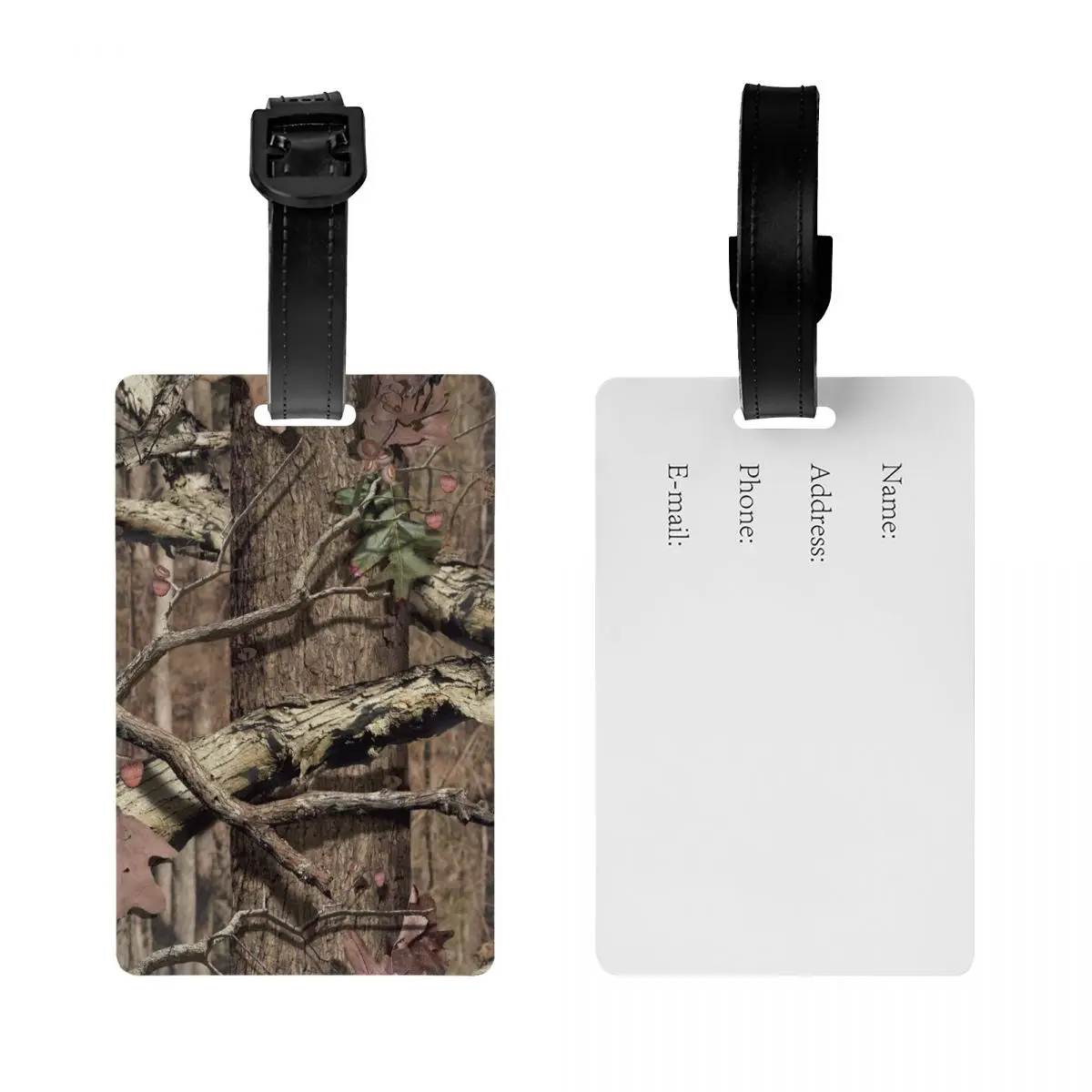 Custom Real Tree Camouflage Camo Pattern Luggage Tag With Name Card Privacy Cover ID Label for Travel Bag Suitcase