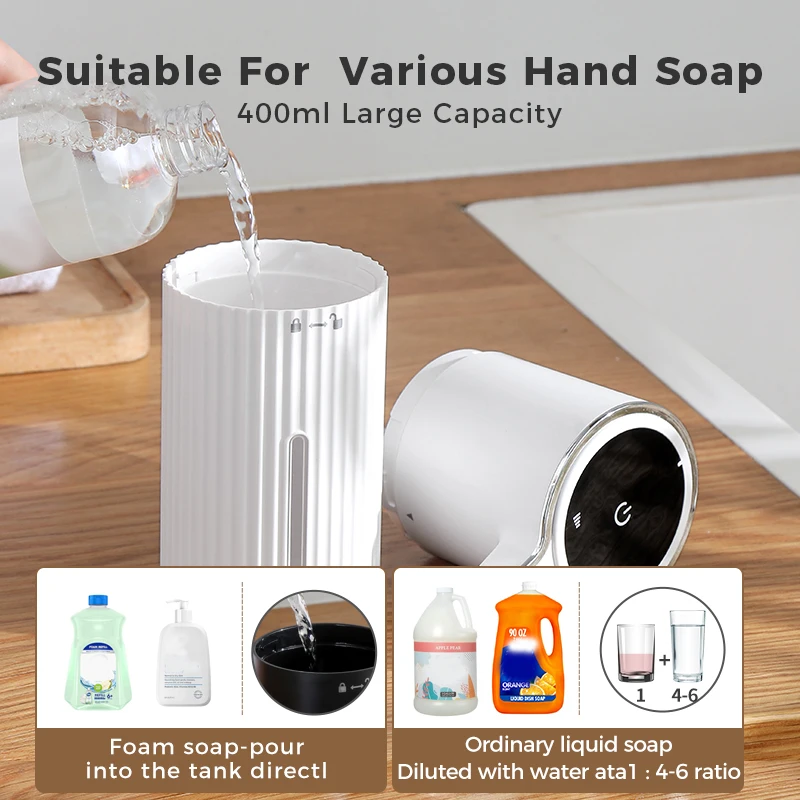 جديد الحائط موزع الصابون الأوتوماتيكي رغوة غسالة اليد الذكية 400 مللي السائل قابلة للشحن الحمام التعريفي الاستشعار