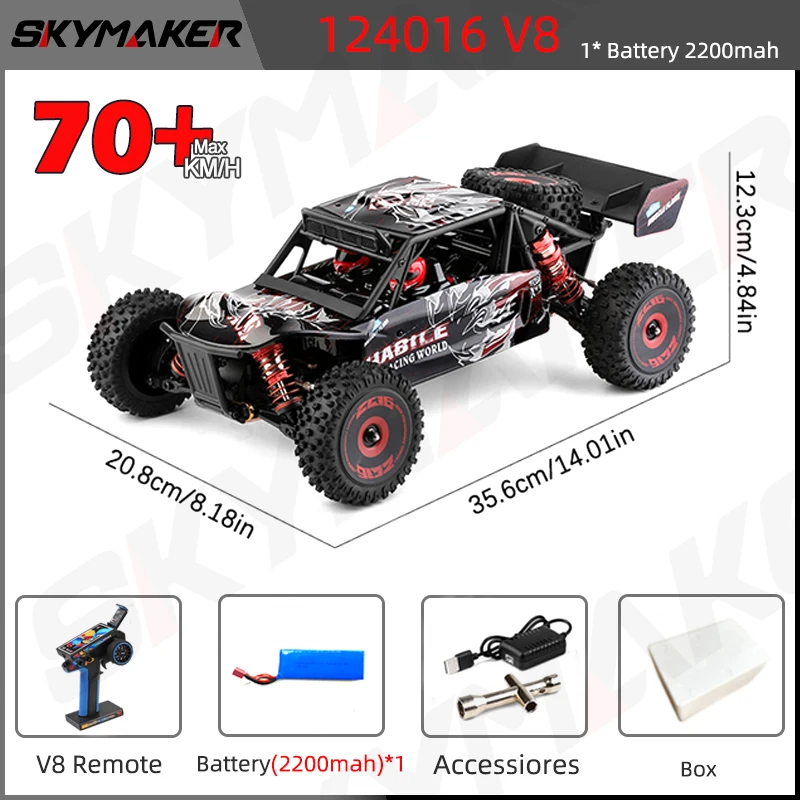 Wltoys 124016 124017 1:12 Rc Auto 2.4G V8 Afstandsbediening Borstelloze 75 Km/h Hoge Snelheid 4wd Off-Road Drift Racen Rc Speelgoed Auto Voor Jongen